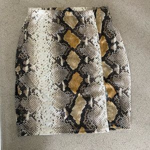 Windsor Snakeskin High-Waisted Pencil Skirt w/Slit